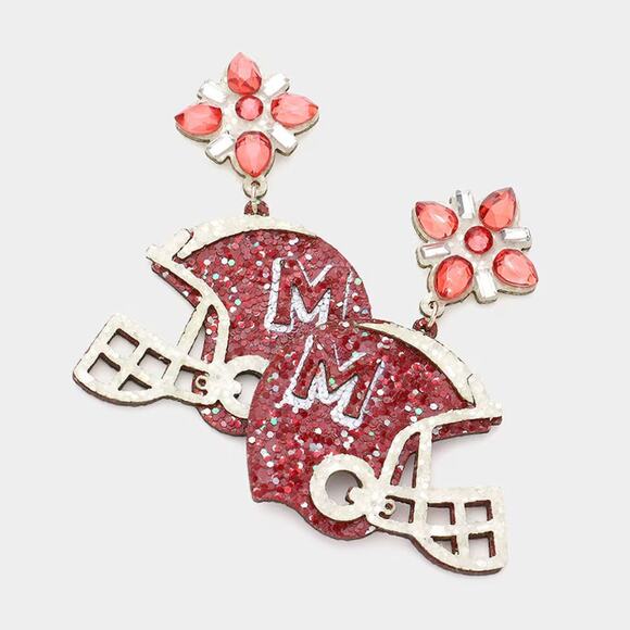 Football Team Glitter Helmet Earrings - Gift for Her - Gameday Gift Ideas - Picture 1 of 3